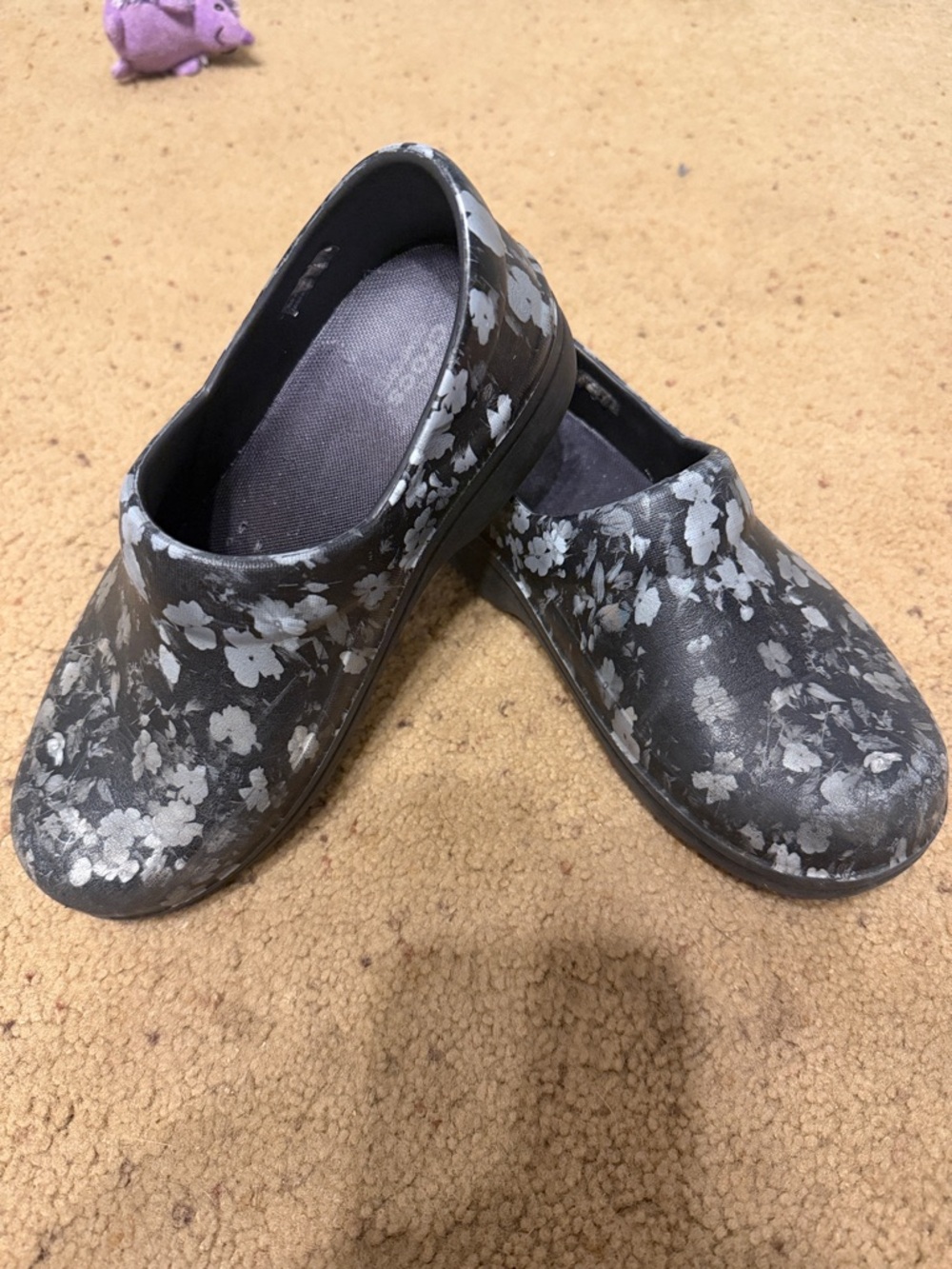 CROCS Black Floral Slip-On Clogs